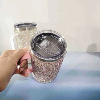 750 ml Nehrđajući Čelik Gorski Kristal Kava Bubalo Boca za vodu sa ručkom Poklopac Diamond Vakuumska izolacija Boca za vodu za piće Ženske pokloni