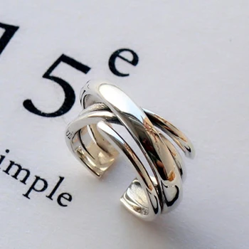 Visoka Kvaliteta Moda 925 Sterling Srebra Geometrijski Sloj Nasmijano Lice Podesivi Prsten Za Žene Veleprodaja Nakita