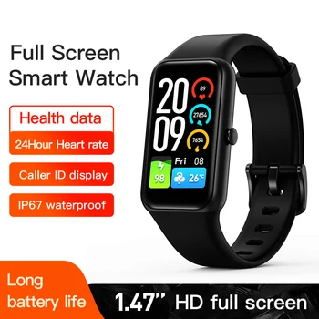 1,47-inčni full screen vodootporan IP67 24-satni nadzor otkucaja srca kontrolu glazbe praćenje sna Muškarci Žene Pametni sat Smartwatch