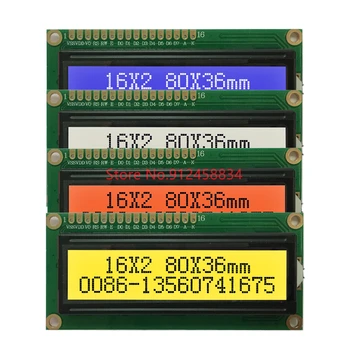 1602 16X2 RGB LCD zaslon 3,3 5 U I2C ili 4 8-bitni mcu 80x36 mm LC1621 LC1628 1602A HD44780 2