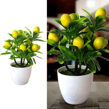 1pc Umjetna Limuna Stablo Cvijeće U Loncima Lažni Biljke Simulacija Bonsai Voće U Saksiji otvoreno Dvorište Dvorište Kućni Dekor 0