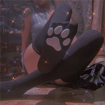 2 kom. Čarape iznad koljena Ženski ljeto 3D Mačja šapa Silikonske Čarape Japanska Anime Slatka djevojka Gothic Čarape na Noć vještica za seksualno donjeg rublja
