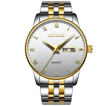 2021 Novi sat od nehrđajućeg čelika Poslovne muške Klasične kvarcni sat sa insignia-leptir Vodootporan, kožni sat za odmor Trend sat