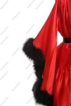 2021 Pahuljasto krzno nevjesta prozirni ogrtač seksi donje rublje iluzija пижама ogrtač spavaćica