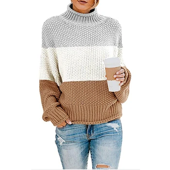 2022 Novi zimski debeli topli tanak лоскутный pletene džemper Vintage basic odjeća Ženski svakodnevne vrhovima Moda Водолазка Harajuku