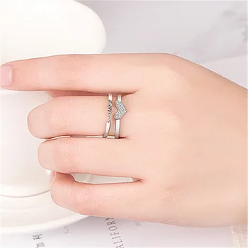 925 sterling Srebra Modni Trend Domali Prst Bijeli Cirkon Jednostavan Elegantan Krug Srca Prsten za Žene Japan Koreja Stil Nakit