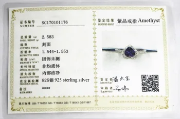 Almei Autentično Prsten od srebra 925 sterling s ametist u obliku srca, Originalno Vjenčanje ukras za žene sa kutijom 10% CJ006