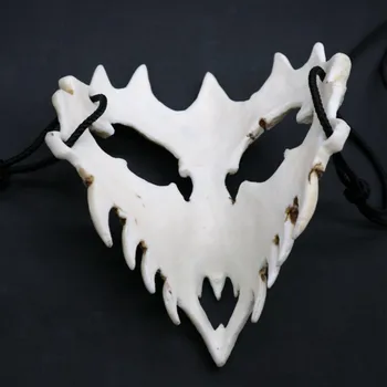 Bijela Lubanja Strašna Maska Pola Lica Japanski Bog-Zmaj Maska Halloween PU Тэнгу Maska Bal-maskenbal Party Cosplay Rekvizite