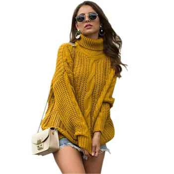Debeli ženski džemper, Pulover Pletene Slobodan/plus-size Ženske zimske veste Водолазка Trendi ženski džemper