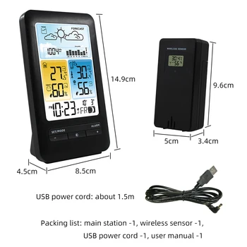 Digitalni Alarm FanJu vremenska stanica Mjerač Temperature i Vlage Barometar s Bežičnim Senzorom vanjske rasvjete FJ3395D