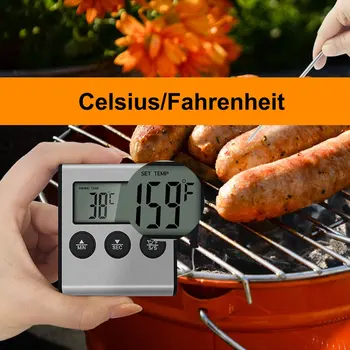 Digitalni Kuhinjski Termometar LCD Zaslon Duga Sonda Za Pecenje Pećnica Hrana Preradom Mesa Alarm Timer Mjerni Alati