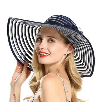 Elegantan šešir od sunca za žene Ljetnih aktivnosti na plaži kape s velikim poljima za djevojčice Trendy sunčane kape sa zaštitom od uv zračenja Cvjetni лоскутный cilindar