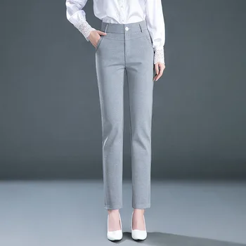 Formalne svakodnevne ženske hlače s visokim strukom Elegantne Plus Size 4XL Radna odjeća Korejski hlače-olovka OL Šik tanke elastične office hlače