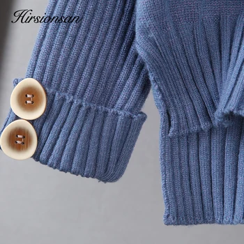 Hirsionsan Soft однотонный pletene ženski sportski odijelo 2021 Džemper na zakopčane i slobodne hlače Kompleti iz dva predmeta Zimske ženske odjeće Pulover 5
