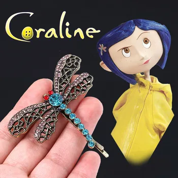 Horor film Coraline Crystal Dragonfly bobby pin Za kosu Broš Za djevojke Slatka Ljubimci Klinac Nakit darove na Noć vještica 5