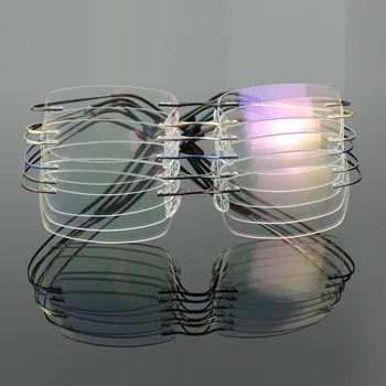 Hotochki Modni Titan naočale za kratkovidnost rimless Četvrtaste naočale s memorijom Naočala u optičkim ivicom Za muškarce i žene Dizajner 9 boja