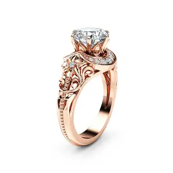 JK 2021 Moderan Ženski Cvijet Koktel prsten od ružičastog zlata sa Кубическим kubični cirkon Prsten Branded nakit za žene Nakit za zurke 678910