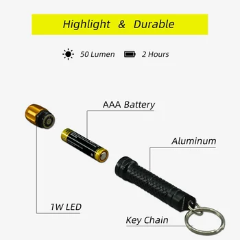 Mini led svjetiljka munkees za ključeve, Prenosiv i jednostavan za led privjesak sa baterijom AAA Za pješačenje,Alata za rasvjetu kamp 1