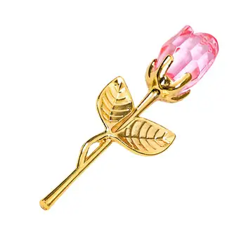 Mini-Umjetna Kristalna Rosa Lažni Cvijet Za Valentinovo Kreativni Dar Za dom Dekor s metalnom Osovinom Svadbena Dekoracija