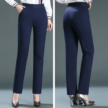 Osnovne formalne office hlače s fleksibilnim sadnje, ženske svakodnevne uske hlače s visokim strukom, fancy hlače-olovka Plus size 6xl 0