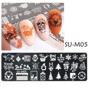 Ploče za štancanje nokte Predlošci za nokte Matrica za prijenos DIY Noktiju Dizajn Noktiju Marke Los Pahuljica Zvona Božićne cvijeće