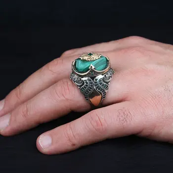 Prsten od 925 sterling srebra аквамариновый kamen srebro muški prsten ručni rad turski nakit luksuzne ženske prsten napravljen u Turskoj modni 1