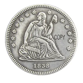 SAD 1838O Sjedeći Кватер Slobode Dolar Посеребренная kopiju novčić