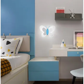 Suvremeni Skandinavski Crtani Dječja soba noćni leptir led zidne lampe kreativni jednostavnu pozadinu spavaće sobe zidne lampe 2