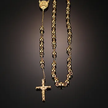 Vjerske Krunice Ogrlice Lanca Ogrlice Za muškarce od Nehrđajućeg Čelika Djevica Marija San Benito Križ Privjesak Ogrlica