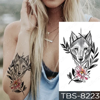 Vodootporne Privremena Tetovaža Naljepnica Lubanju Cvijet Ruže Vuk Lav Flash Tetovaže Phoenix Body Art Ruka Lažne Tetovaže Žene Muškarci