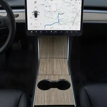 Za Model Tesla 3 Unutarnja Ploča Auto Oznaka Krpa Naljepnice za Centralno Upravljanje Pribor Текстурная Ploča Drvena 2017-2020 O8M0