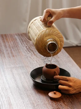 Čaj Potrošačke Ručni Rad Od Bambusa Tradicionalni Drveni Čep Za Vodu Čajna Kuhinja Ured Termos Stakleni Umetak Za Vodu 3