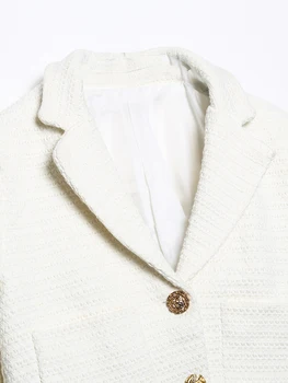 Žene 2022 za modni teksturom skraćeni blazers kaput berba džepa kratkih rukava ženska gornja odjeća šik vrhovima 3