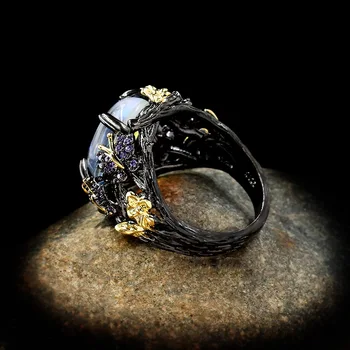 Винтажное donje prsten srebro 925 sterling s velikim Lunarni kamen, sija donje prsten, Kreativna банкетное donje nakit zaručnički prsten, donje prsten 1