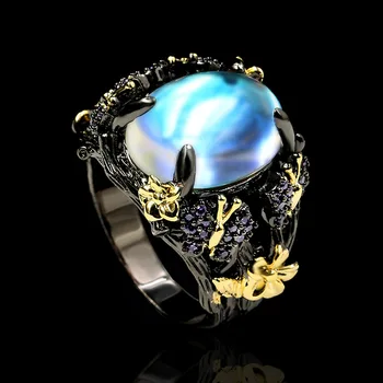Винтажное donje prsten srebro 925 sterling s velikim Lunarni kamen, sija donje prsten, Kreativna банкетное donje nakit zaručnički prsten, donje prsten 2