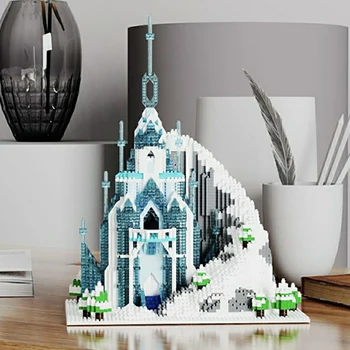 Лези 6036 Svjetska Arhitektura Snow Led Ledeni Dvorac Palača Led Svjetiljka Mini Dijamant Blokovi, Cigle, Građevinski Igračke za Djecu bez kutije